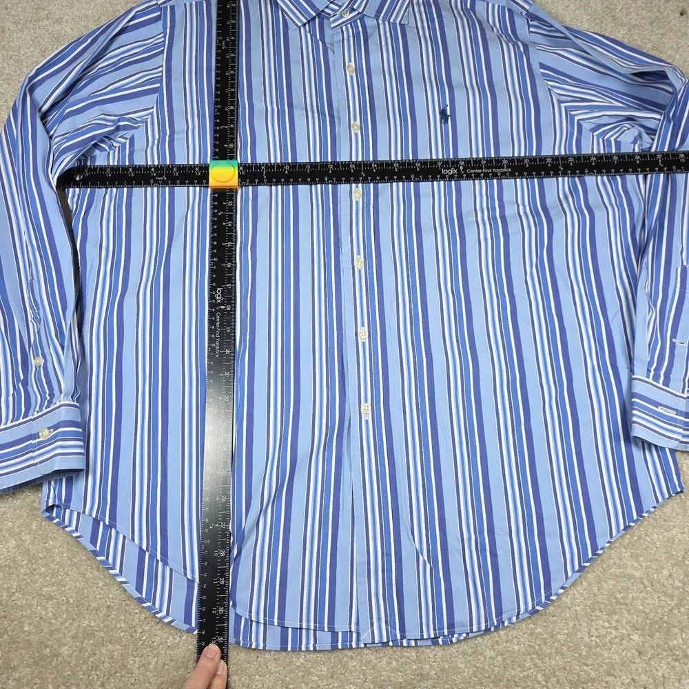 Polo Ralph Lauren Shirt Mens XL Blue Classic Striped Long Sleeve Button Up